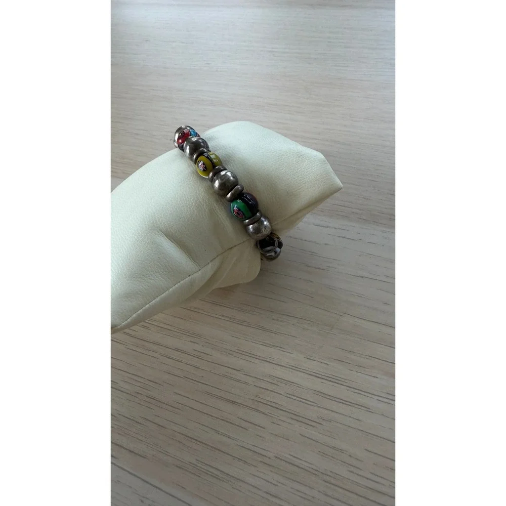 Vintage Bead Bracelet Silver Tone Lobster Clasp Multi